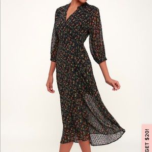 Lulus floral midi wrap dress